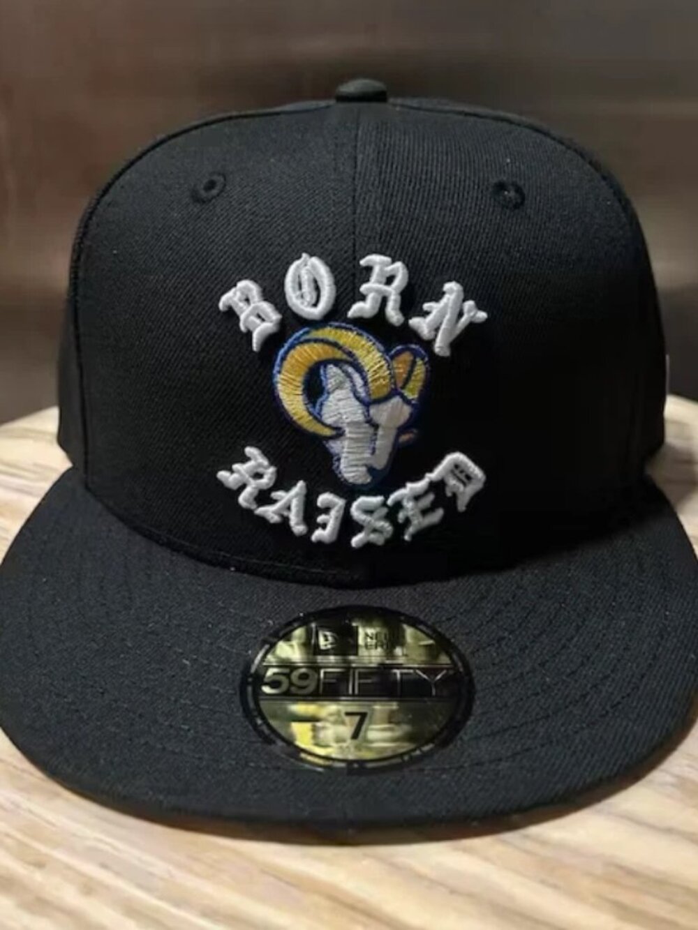 Born X Raised × NFL NEW ERA + RAMS FITTED ROCKER HAT: BLACK